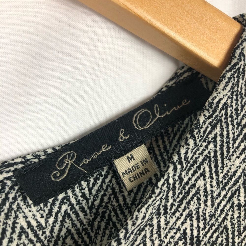 Rose & Olive black and white dress shirt M - Picture 2 of 5